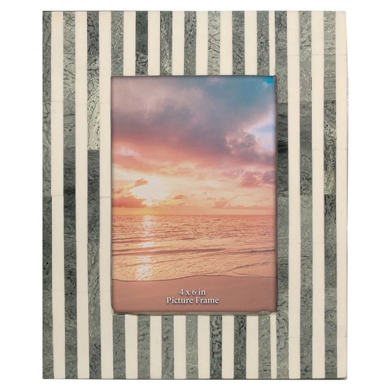 Hermione Gray and White Polyresin 4" x 6" Line Design Photo Frame - Contemporary Elegant Picture ... | Wayfair North America