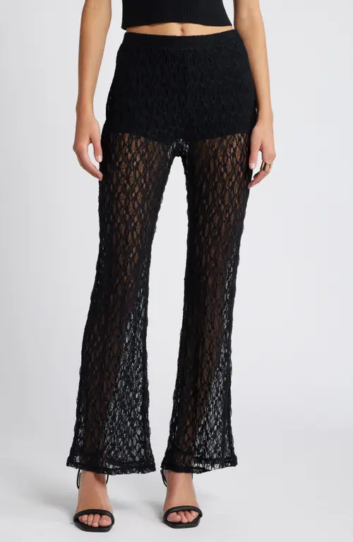 Open Edit Lace Pants in Black at Nordstrom, Size X-Large | Nordstrom