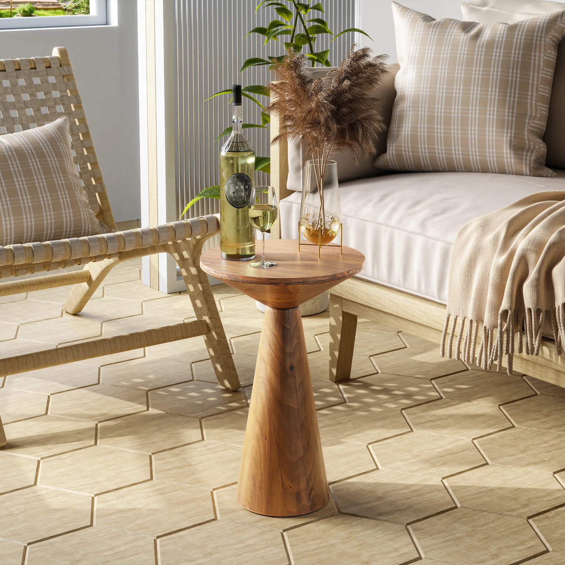 COZAYH Farmhouse Pedestal End Table Round Martini Table Wood Plant Stand Rustic Small Drink Table... | Walmart (US)