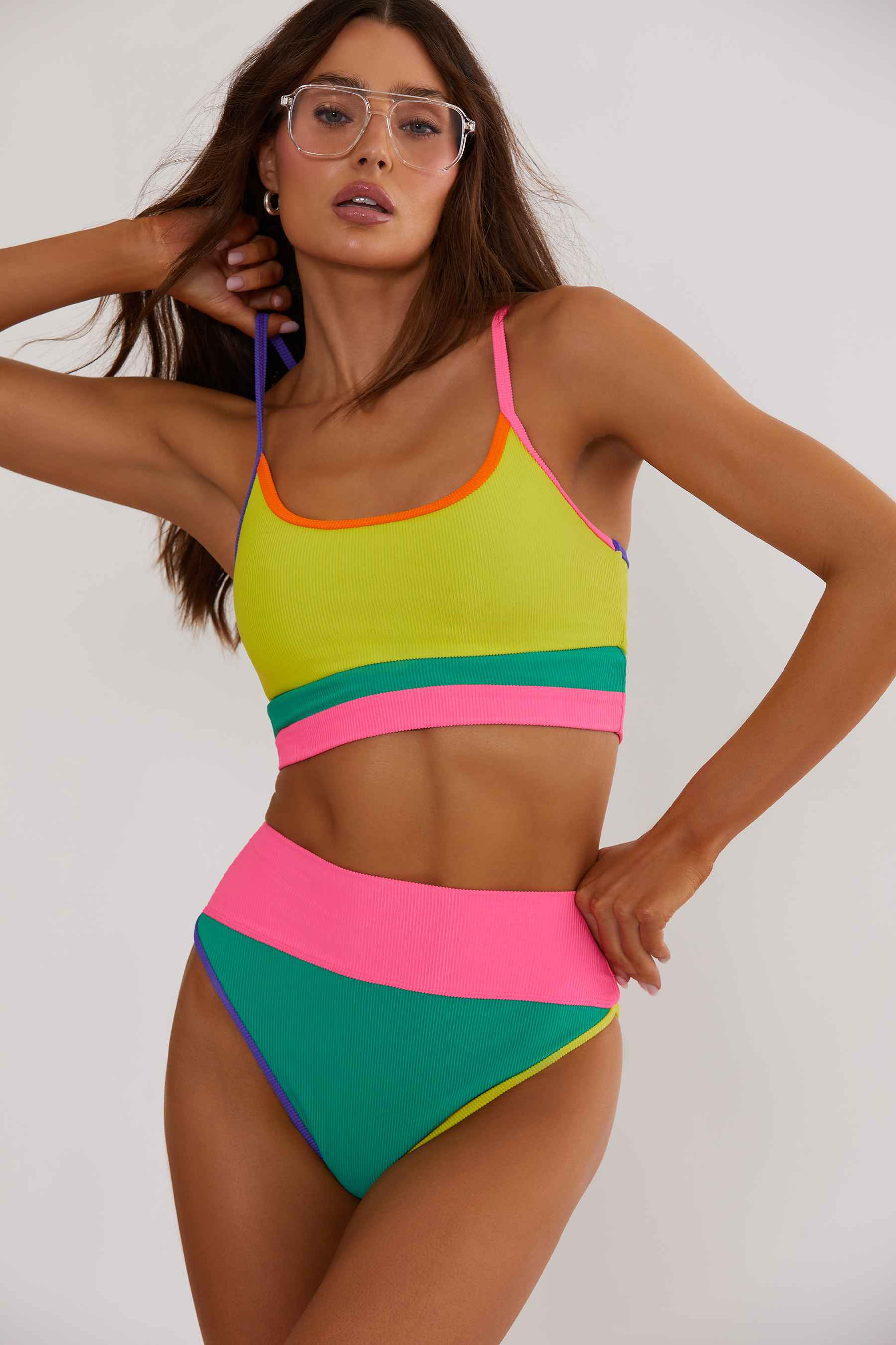 Eva Top Technicolor Colorblock | Bikini Top | Beach Riot | Beach Riot