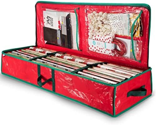 ZOBER Underbed Gift Wrap Organizer, Interior Pockets, fits 18-24 Standard Rolls, Underbed Storage... | Amazon (US)