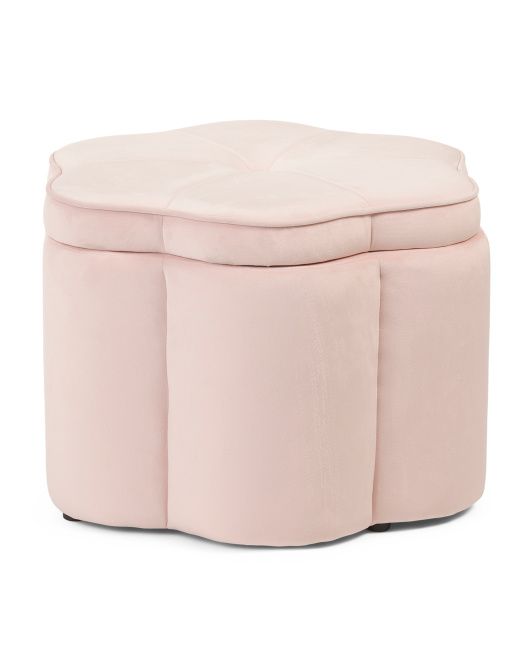 24in Velvet Storage Flower Shaped Ottoman | TJ Maxx