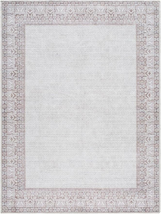Livabliss x Our PNW Home Rainier Cottage Border Washable Area Rug, 2' x 2'11", Brown/Cream | Amazon (US)
