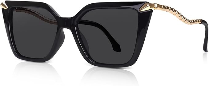 DrRelax Big Square Sunglasses Womens Retro Polarized Sun Glasses with Metal UV 400 Protection | Amazon (US)