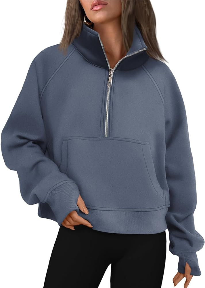 AUTOMET Womens Sweatshirts Half Zip Cropped Pullover Fleece Quarter Zipper Hoodies 2024 Fall Fash... | Amazon (US)