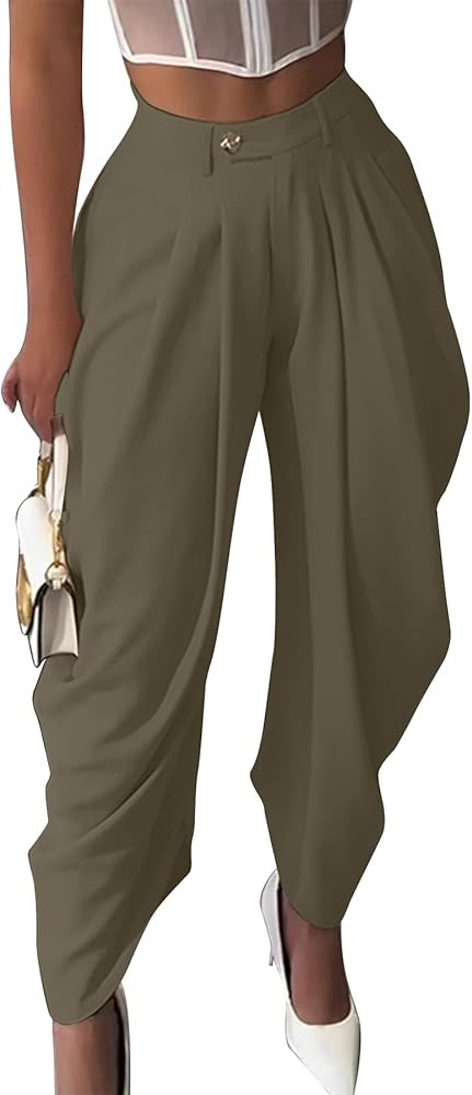 Unybwonn Women's Dress Slacks Pants Casual Pleated Business Work Pants Wide Leg High Waisted Pala... | Amazon (US)