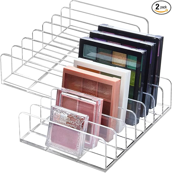 TUZAZO 2 Pack Acrylic Eyeshadow Palette Makeup Organizer - 7-Section Makeup Palette Organizer - C... | Amazon (US)