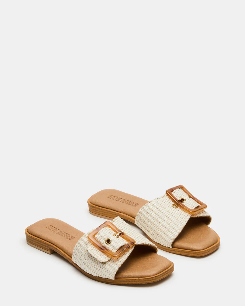 HAPP Bone Square-Toe Raffia Slide Women's Sandal | Steve Madden (US)