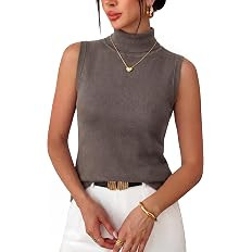 Arach&Cloz Women's Wool Blend Slim Fit Soft Turtleneck Business Casual Tank Tops | Amazon (US)