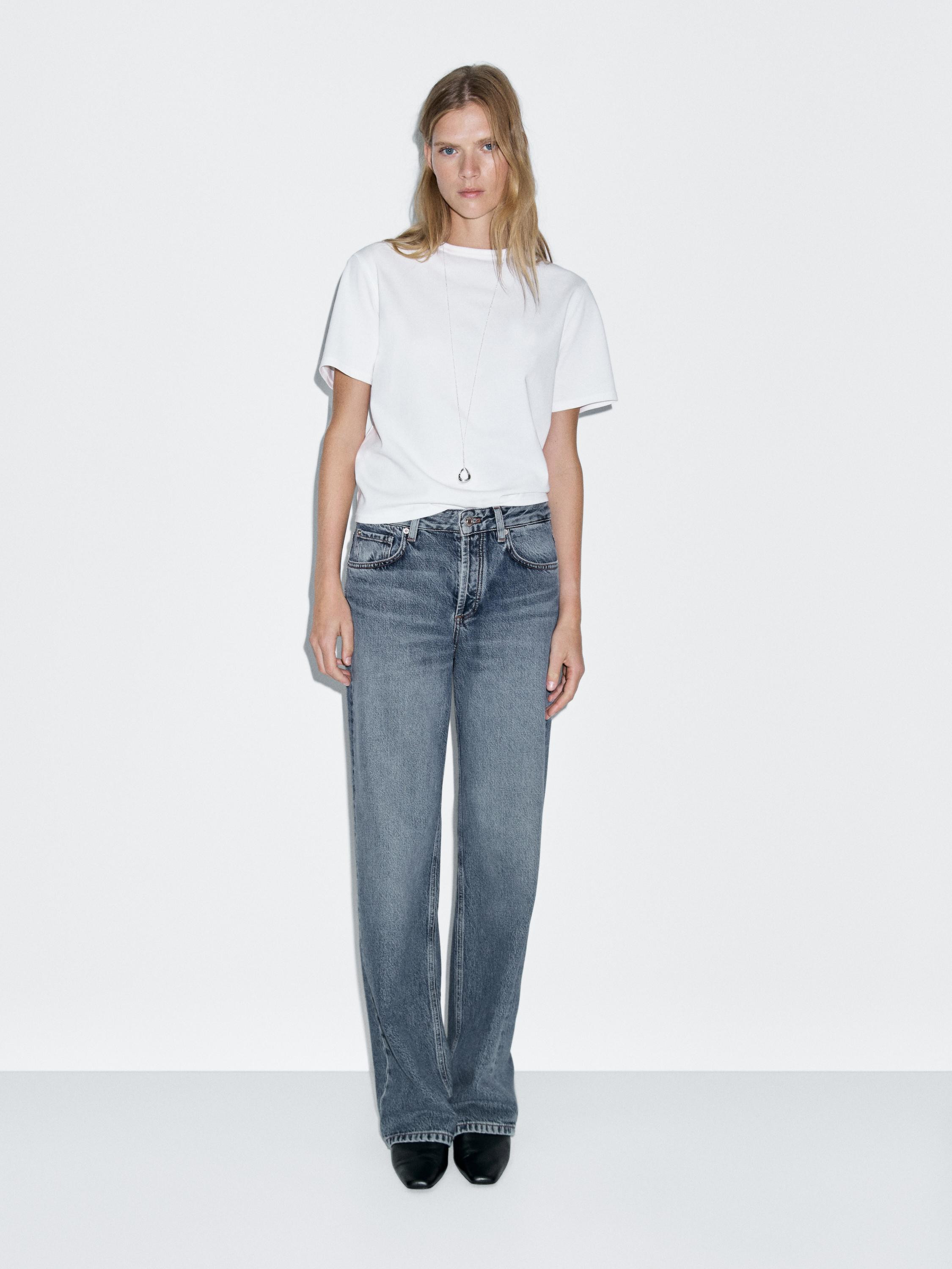Mid-rise wide-leg jeans · Light Blue, Light Blue, Dark Blue, Medium Blue, Black, Natural Grey ·... | Massimo Dutti US