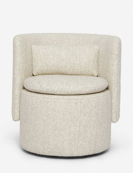 Hazel Swivel Chair, Natural Boucle | Lulu and Georgia 