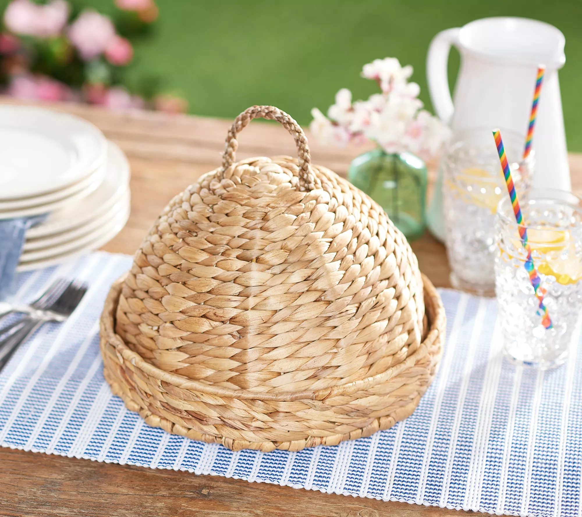Cozy Cottage by Liz Marie Woven Basket Food Cover - QVC.com | QVC