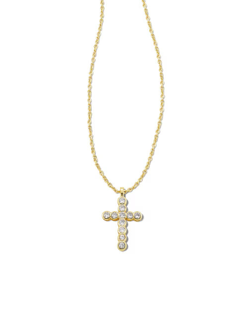 Cross Gold Pendant Necklace in White CZ | Kendra Scott