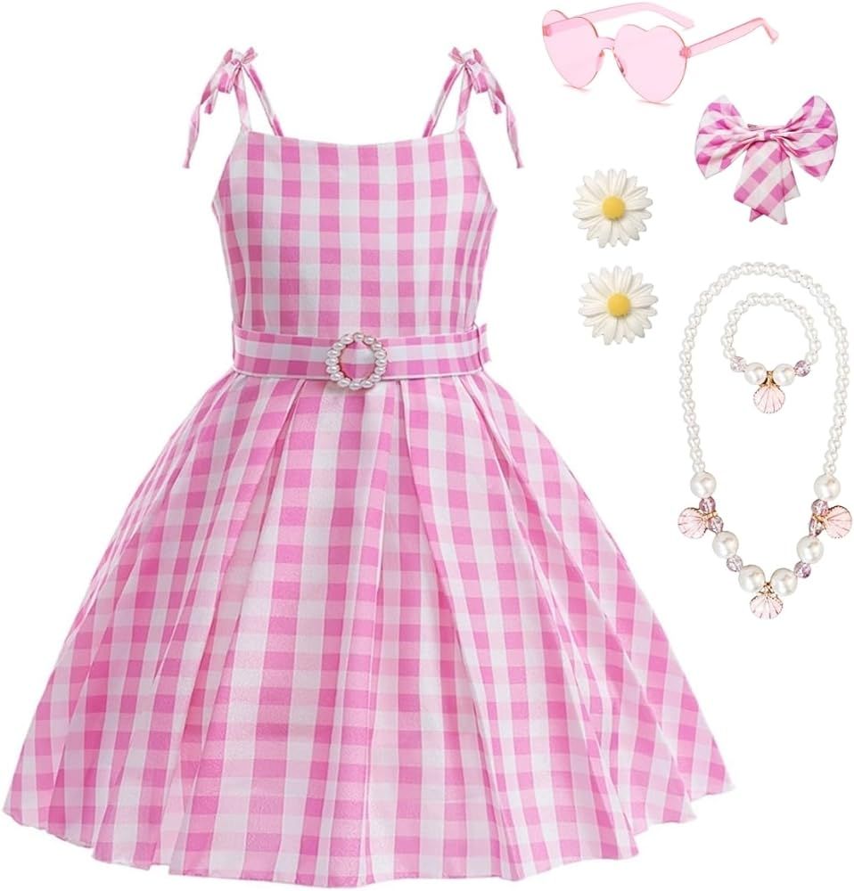Girls Pink Cosplay Costume Dress Halloween Birthday Party Costumes With Accessories 3-12 Years | Amazon (US)