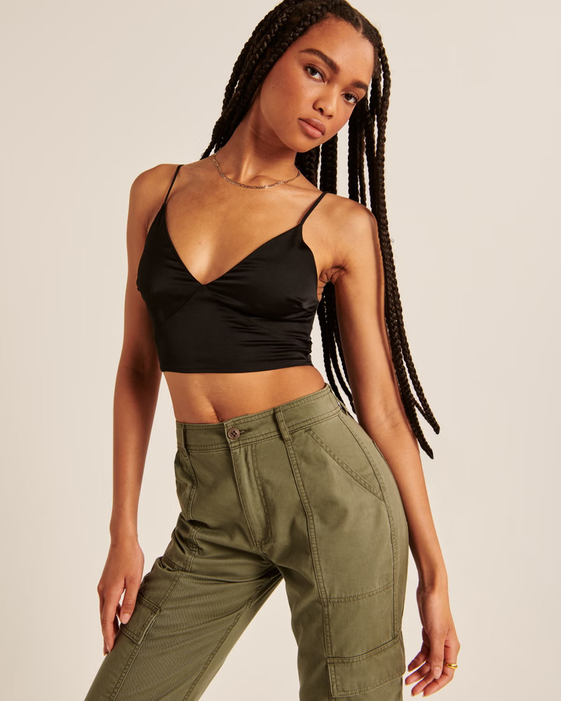 Cropped Satin Top | Abercrombie & Fitch (US)