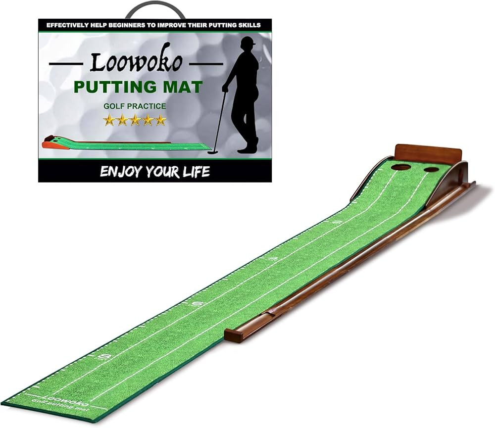 Loowoko Indoor Putting Green with Ball Return, Golf Practice Training Equipment Putting Mat for H... | Amazon (US)