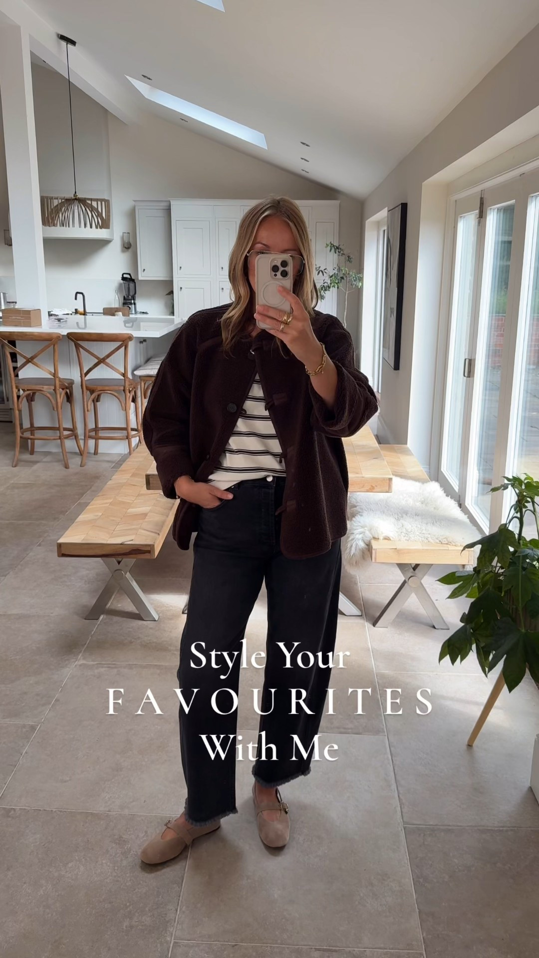 Styling up your favourite pieces 
Simple everyday casual … 

This is a lovely quality 100% cotton stripe jersey top - it’s a rare find in a deep v neck and heavy drapey jersey.  Wearing a U.K. large . 
Jeans - come up on the larger size
Wearing a regular length and I’m 5ft 7.5
Inside leg is 73cm on the jeans  
Brown Borg jacket - size large (enough room for layering) 
Green suede jacket - size medium (roomy fit ) 

Autumn outfit 
Barrel jeans 
Black jeans 
Borg jacket 
Suede jacket 


#LTKuk #LTKjeans #LTKautumn