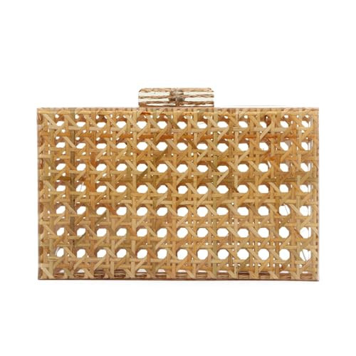 LUI SUI Women’s Acrylic Clutch Purse Rattan Handbags Woven Pattern Evening Bag for Party Wedding | Amazon (US)