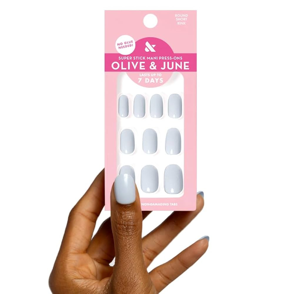 Olive & June Classic Super Stick Mani Press On Nails | Short, Round | No Glue Needed | 32 Tab Nai... | Amazon (US)