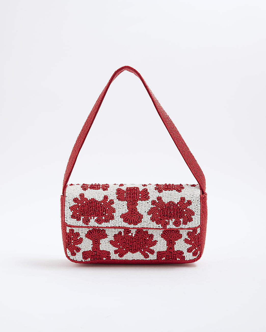 Red Premium Lobster Beaded Shoulder Bag | River Island UK & IE