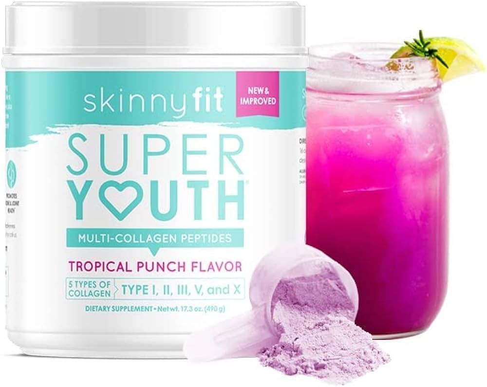 SkinnyFit Super Youth Tropical Punch Multi-Collagen Peptides Plus Apple Cider Vinegar, Hyaluronic... | Amazon (US)