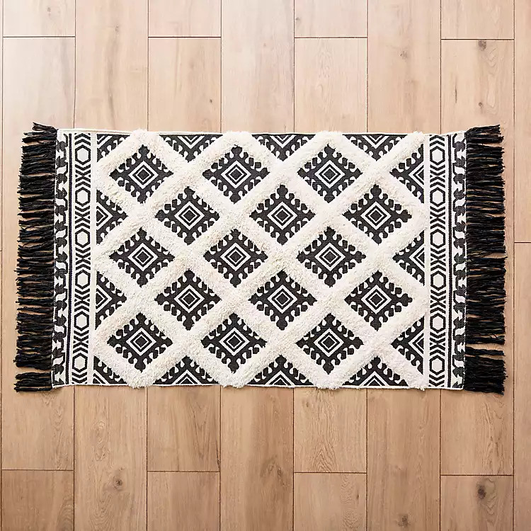 Ella Black and White Diamond Scatter Rug | Kirkland's Home