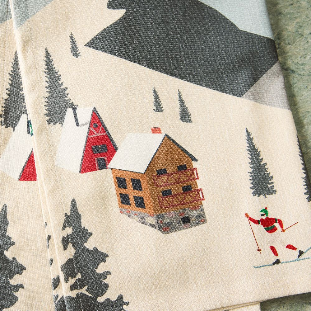 Retro Skiers Printed Tea Towels (Set of 2) | West Elm (US)