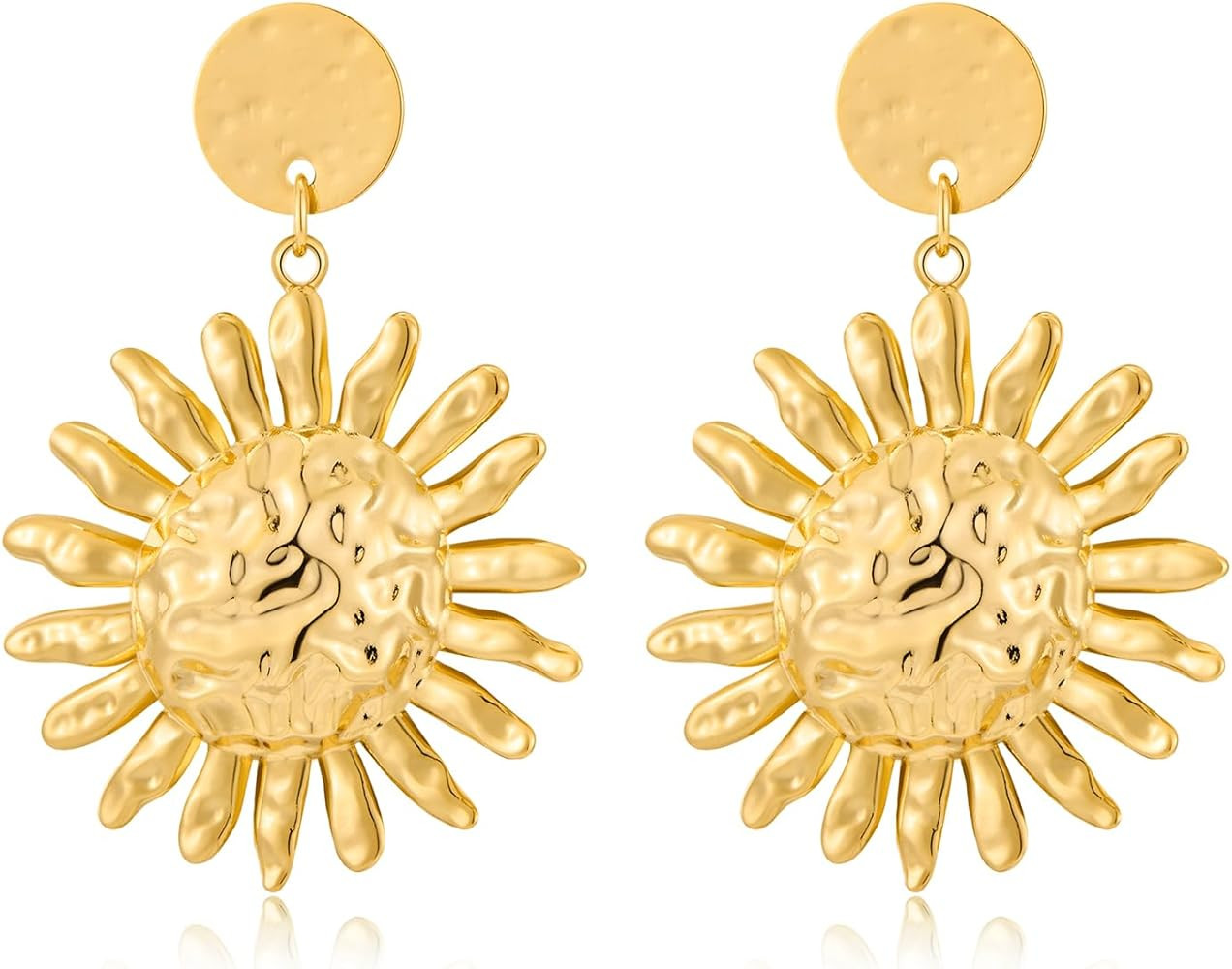 Gold Sun Dangle Earrings for Women Large Formal Earrings Vintage Boho Statement Earrings Jewelry | Amazon (US)