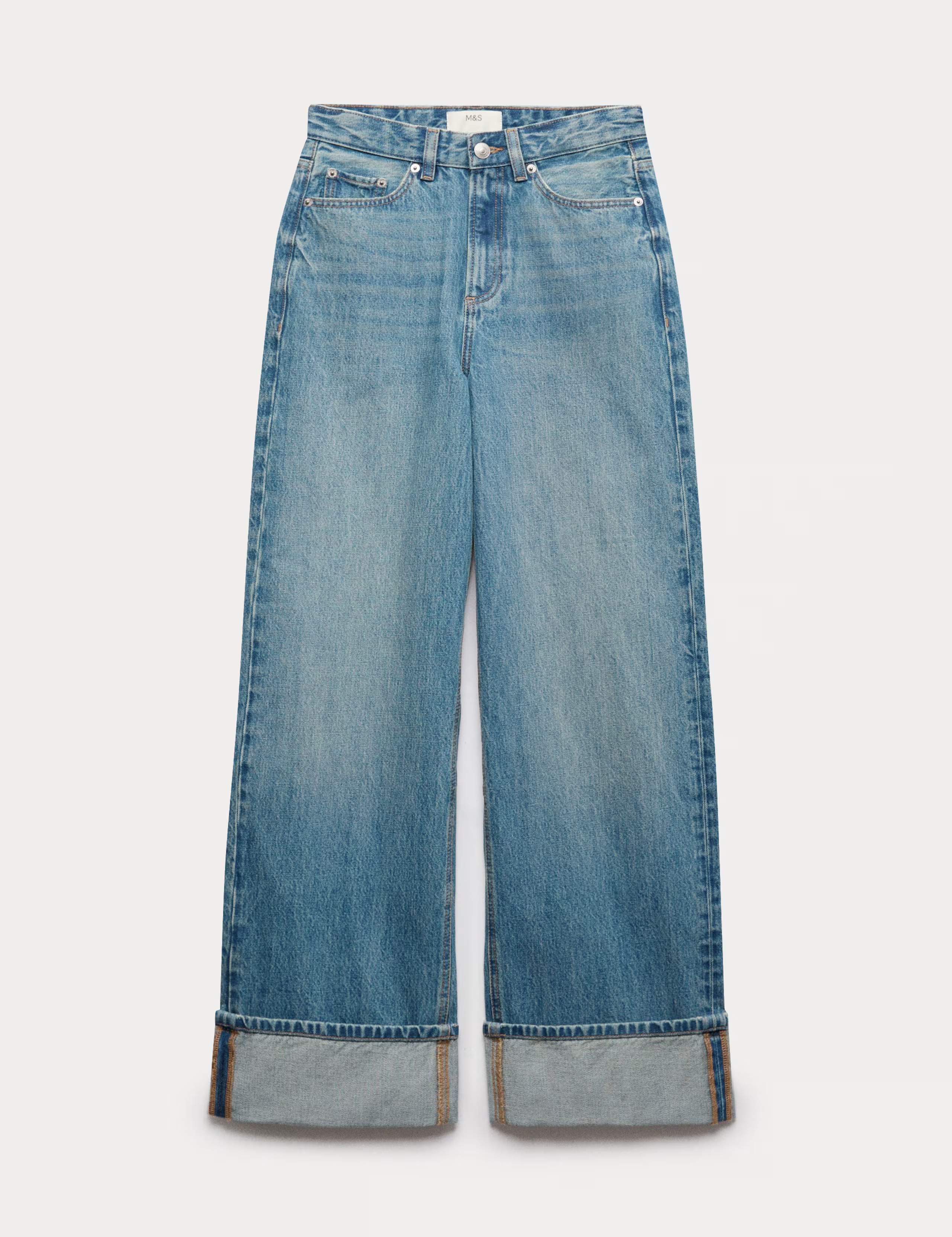 High Waisted Wide Leg Turn Up Jeans | Marks & Spencer (UK)