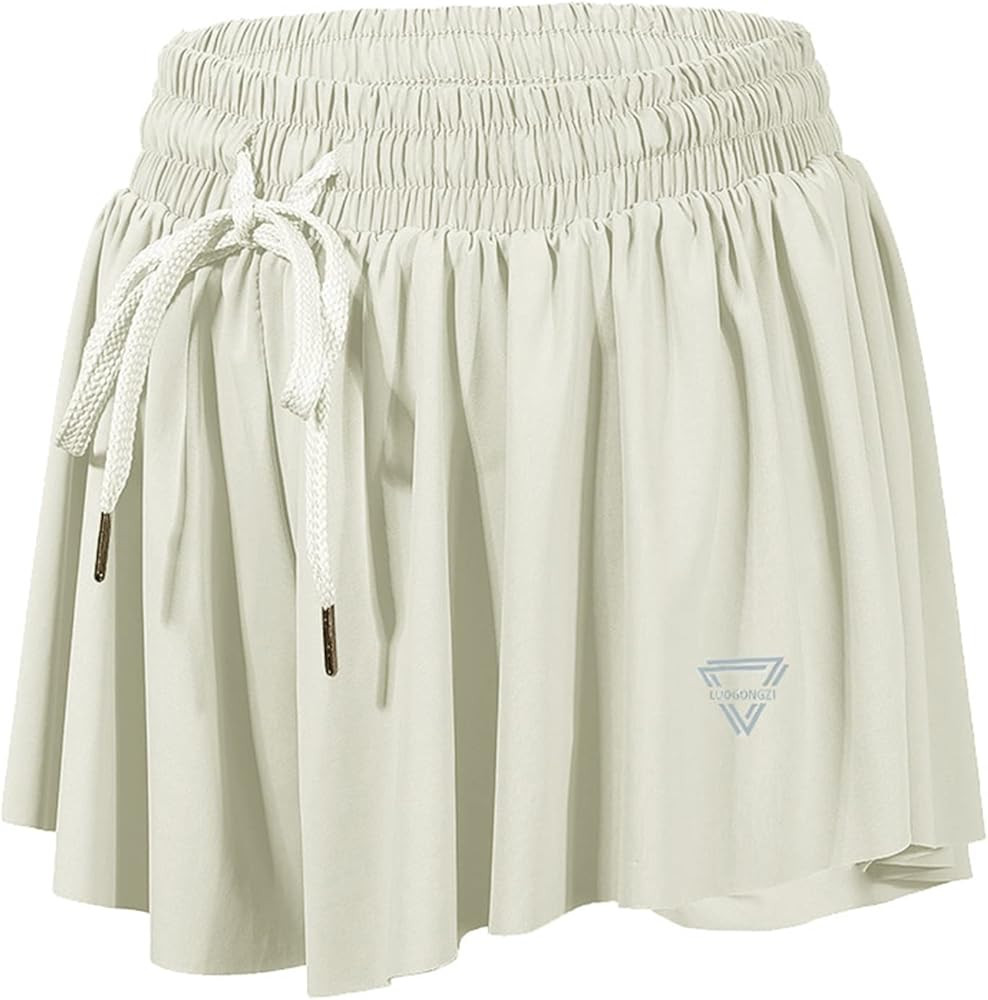 luogongzi 2 in 1 Flowy Running Shorts for Women Gym Yoga Athletic Womens Workout Biker Spandex Lo... | Amazon (US)