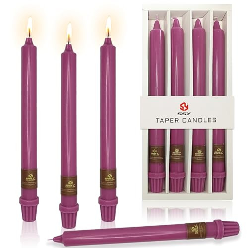 4 PCS Purple Candlesticks 10 inch Tall Taper Candles Stick Candles Dark Purple Advent Candles Unscented Candle for Wedding Party Home Décor Candles Advent Candles | Amazon (US)