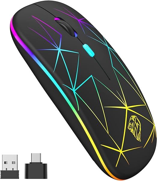 Wireless Mouse,Slim Rechargeable Bluetooth Mouse,Led Dual Mode(Bluetooth 5.1+2.4G) Silent Mouse w... | Amazon (US)