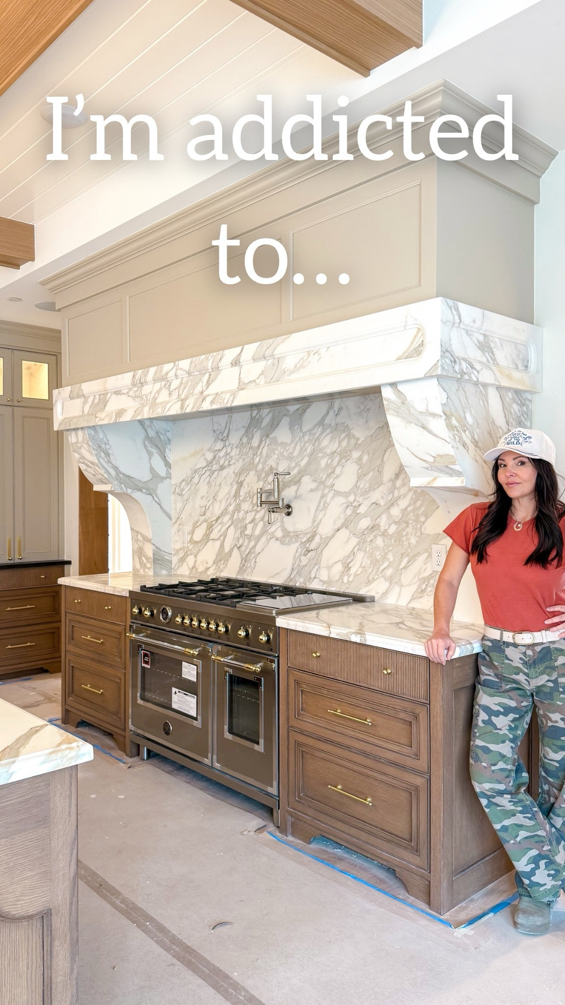 My marble hood is done! And I’m love 😍 
The marble is Calcutta borghini from Bedrosians Tile, and cabinet paint color is Benjamin Moore Stone Hearth.
Camouflage cargo pants, t shirt bodysuit, platform leather clogs. My hat is out of stock but I’ve linked a super cute one that has a similar fit.

#LTKFindsUnder50 #LTKHome #LTKWorkwear