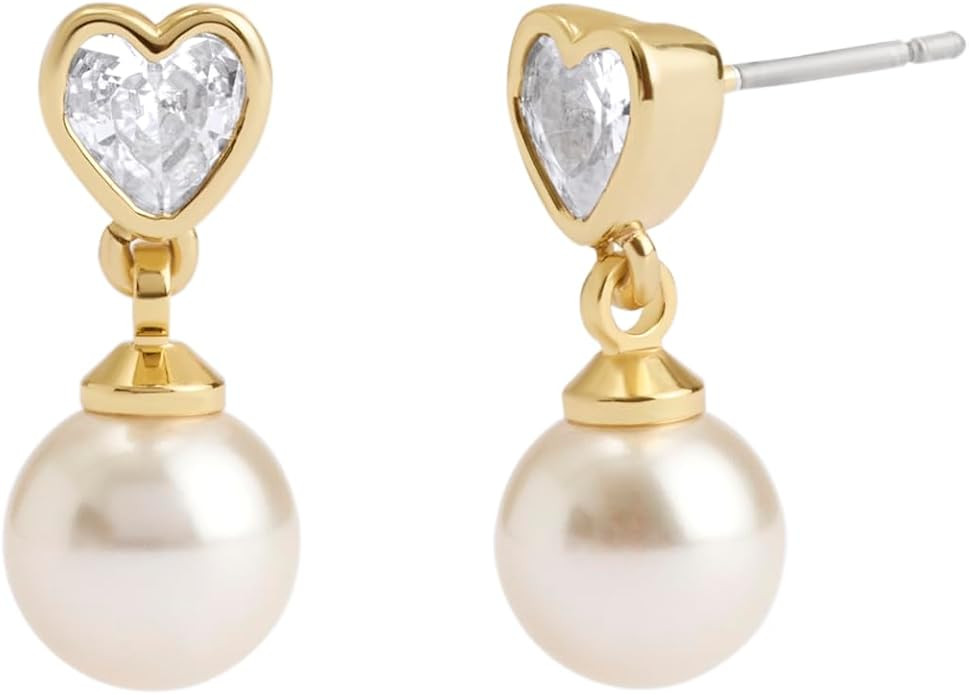 COACH Womens Heart Pearl Drop Earrings | Amazon (US)