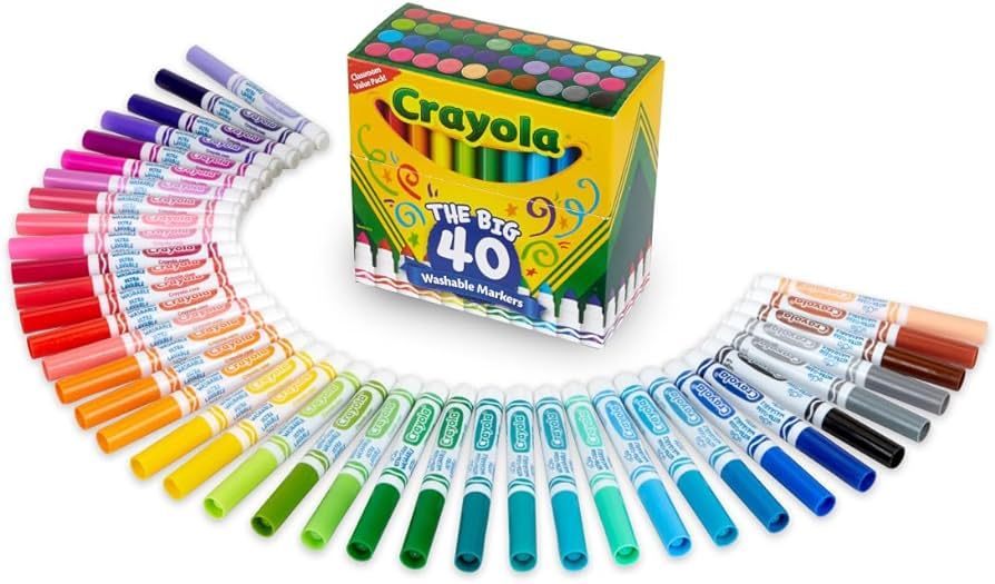 Crayola Ultra Clean Washable Markers (40 Count), Coloring Markers for Kids, Art Supplies, Marker ... | Amazon (US)
