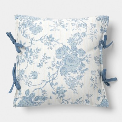 18"x18" Woven Stripe Side-Tie Outdoor Throw Pillow Blue - Threshold™ designed with Studio McGee | Target