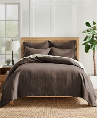 Washed Linen Solid Duvet Cover, King/California King | Macy's