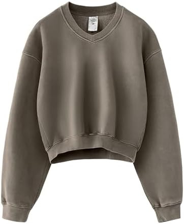 Hatant Sweatshirt for Women Acid Wash Athletic Hoodie Heritage Fleece V-neck Long Sleeve Hoodie F... | Amazon (US)