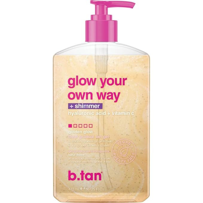 b.tan Clear Gradual Self Tan Gel | Glow Your Own Way Shimmer - Sunkissed Golden Bronze, Transfer ... | Amazon (US)