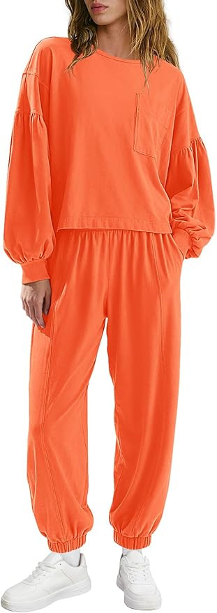 LAMISSCHE Womens Lounge Sets 2 Piece Outfits Long Sleeve Top And Jogger Set Matching Workout Set ... | Amazon (US)