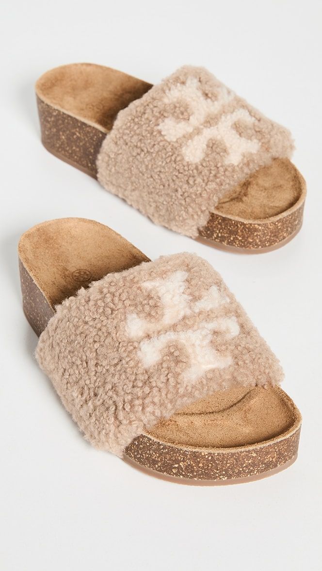 Double T Shearling Flatform Sandals | Shopbop