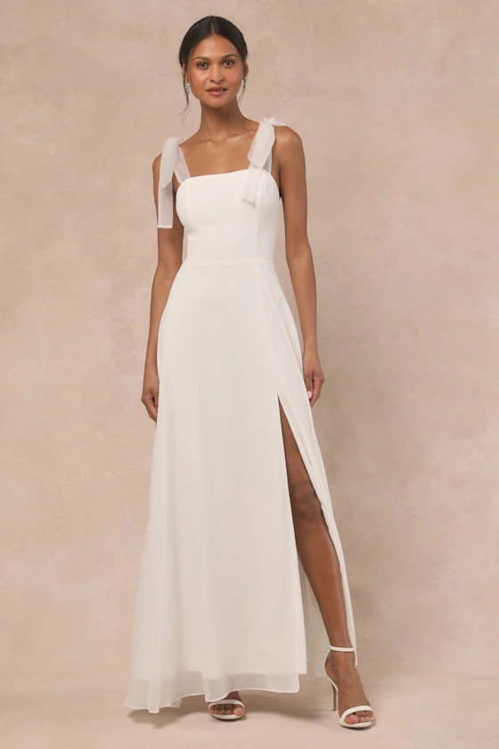Radiant Romance White Tie-Strap Maxi Dress | Lulus