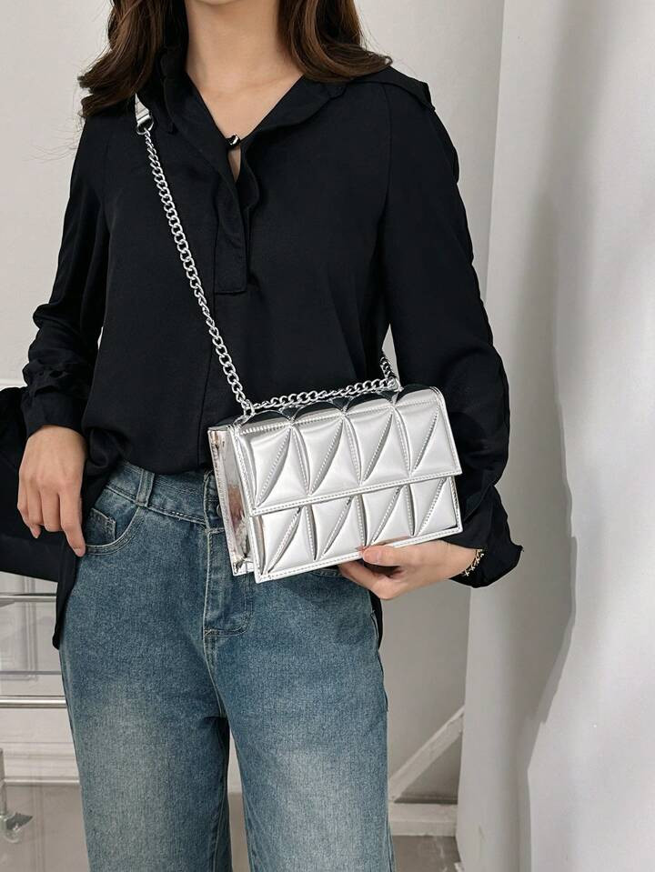Classic Square Shoulder Bag, Pu Sling Chain Purse, Women's Fashion Bag For Work | SHEIN
