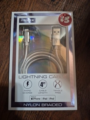 Brand New MFi-Certified Fisher Apple Lightning Cable 4 Ft BRADED Silver Gray 🔥 | eBay CA