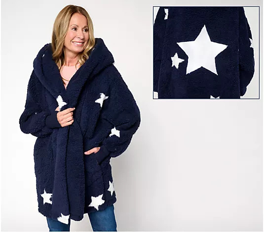 By Jill Martin Regular Sherpa Embroidered Hooded Lounger - QVC.com | QVC
