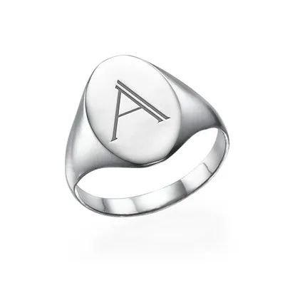 Initial Signet Ring in Sterling Silver | MYKA