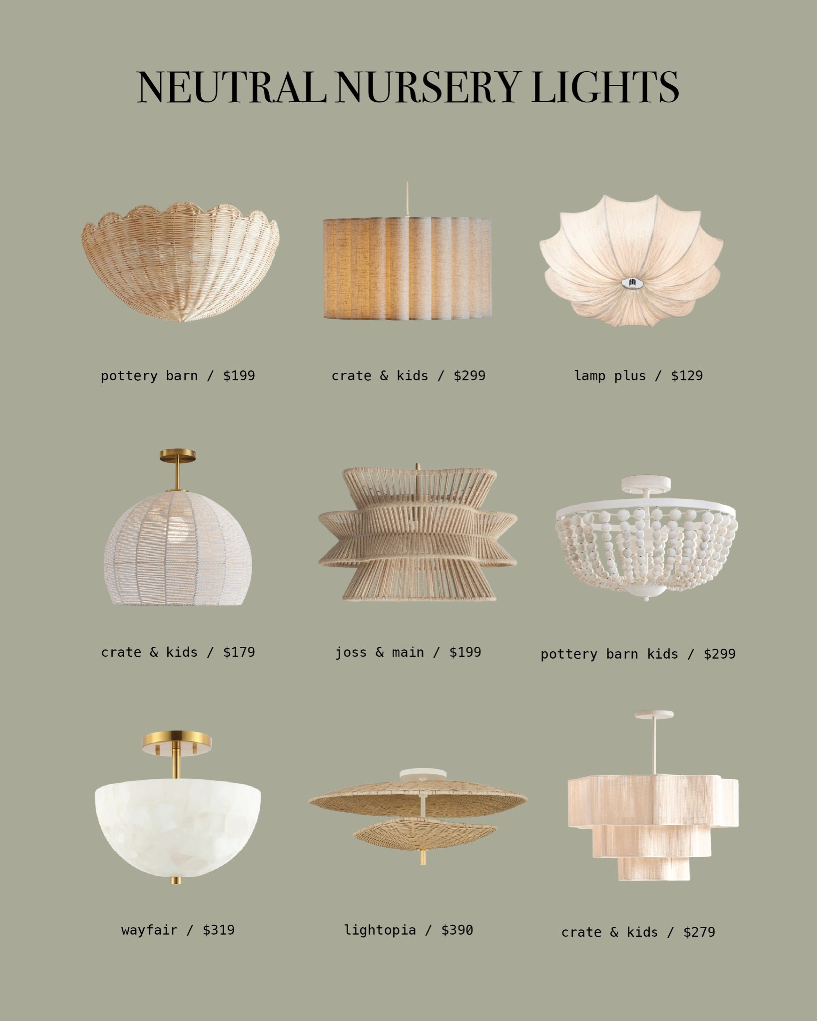Currently on the hunt for a nursery light. Here are a few of my top runners 🫶🏻 Nursery Design. Neutral Aesthetic. #LTKHome #LTKBaby #LTKDesign