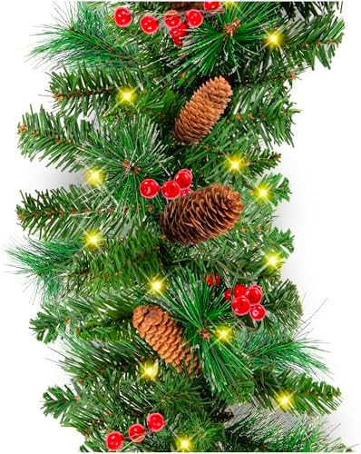 Best Choice Products 9ft Pre-Lit Holiday Pre-Decorated Christmas Garland for Stairs, Fireplace, D... | Amazon (US)