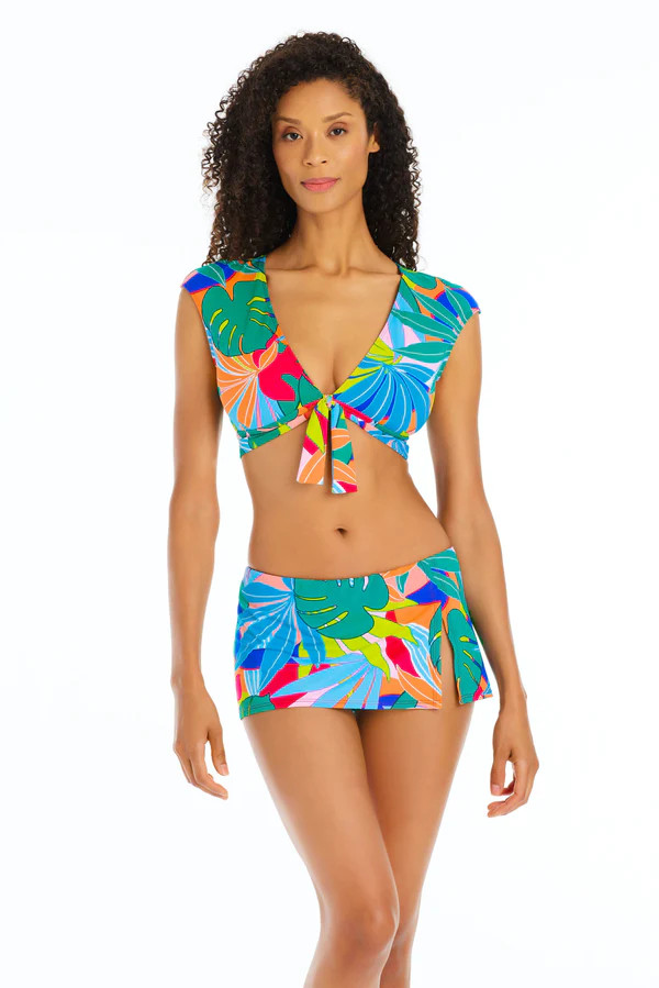 Life Of The Party Cap Sleeve Tie Front Bikini Top | Bleu Rod Beattie
