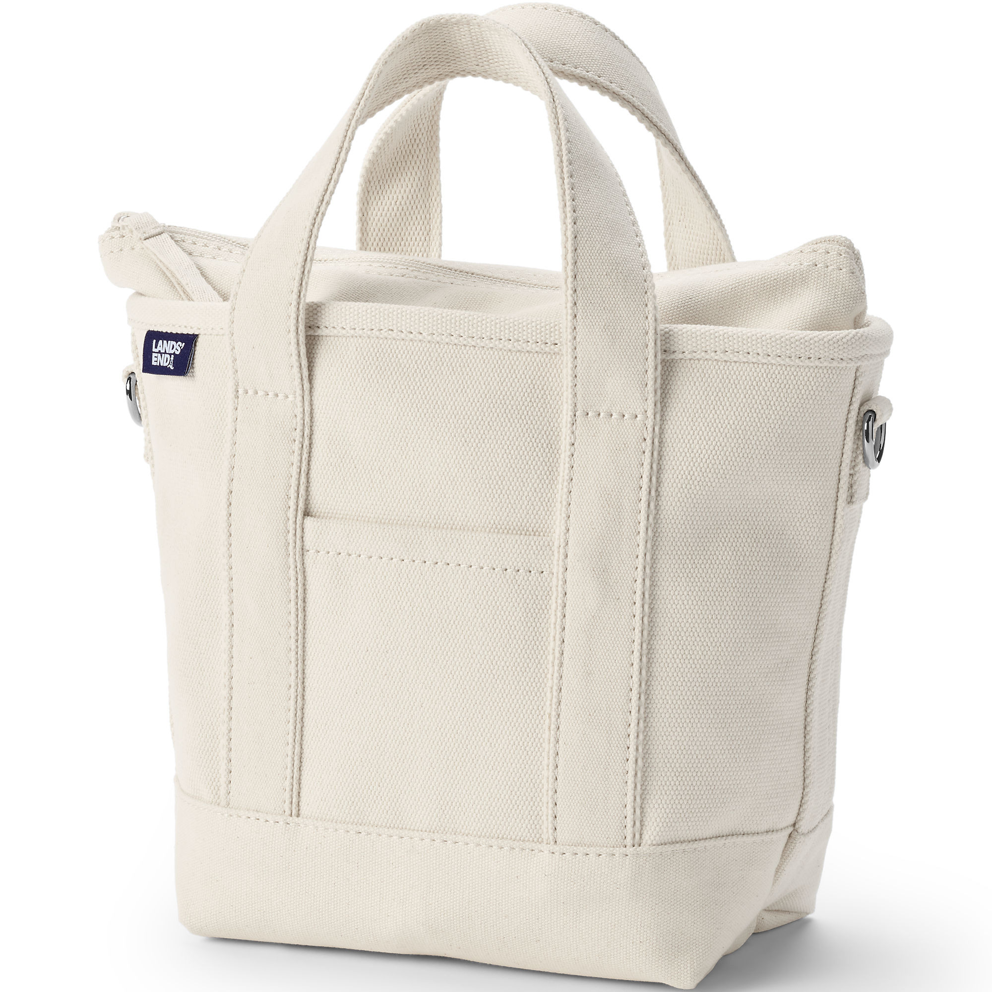 Small Natural 3 Pocket Zip Top Canvas Tote Bag | Lands' End (US)